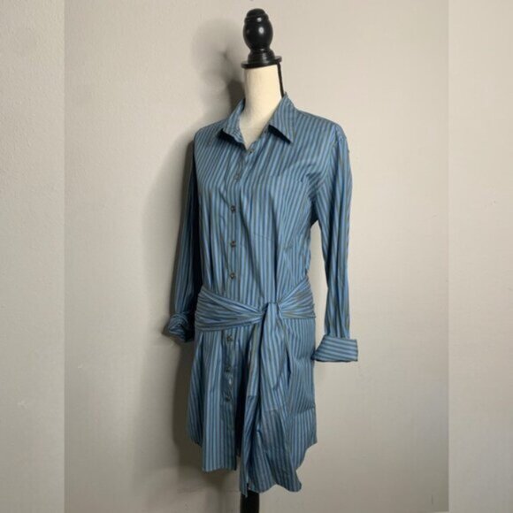 NWT La Ligne Carine Olive & Blue Stripe Long Sleeve Mini Dress - Picture 4 of 12